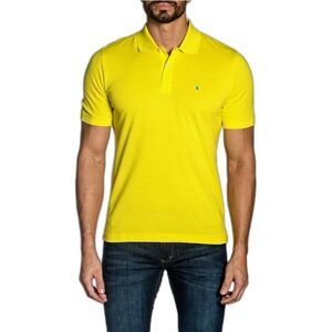 Jared Lang Yellow Cotton Knit Polo Size Small